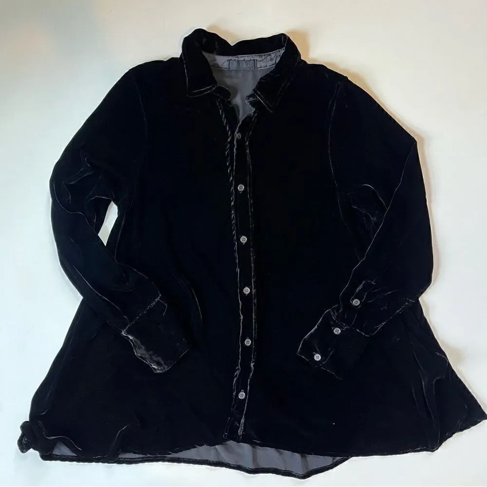 CP Shades Romy Velvet Rayon Silk Button Down XS - Picture 11 of 12